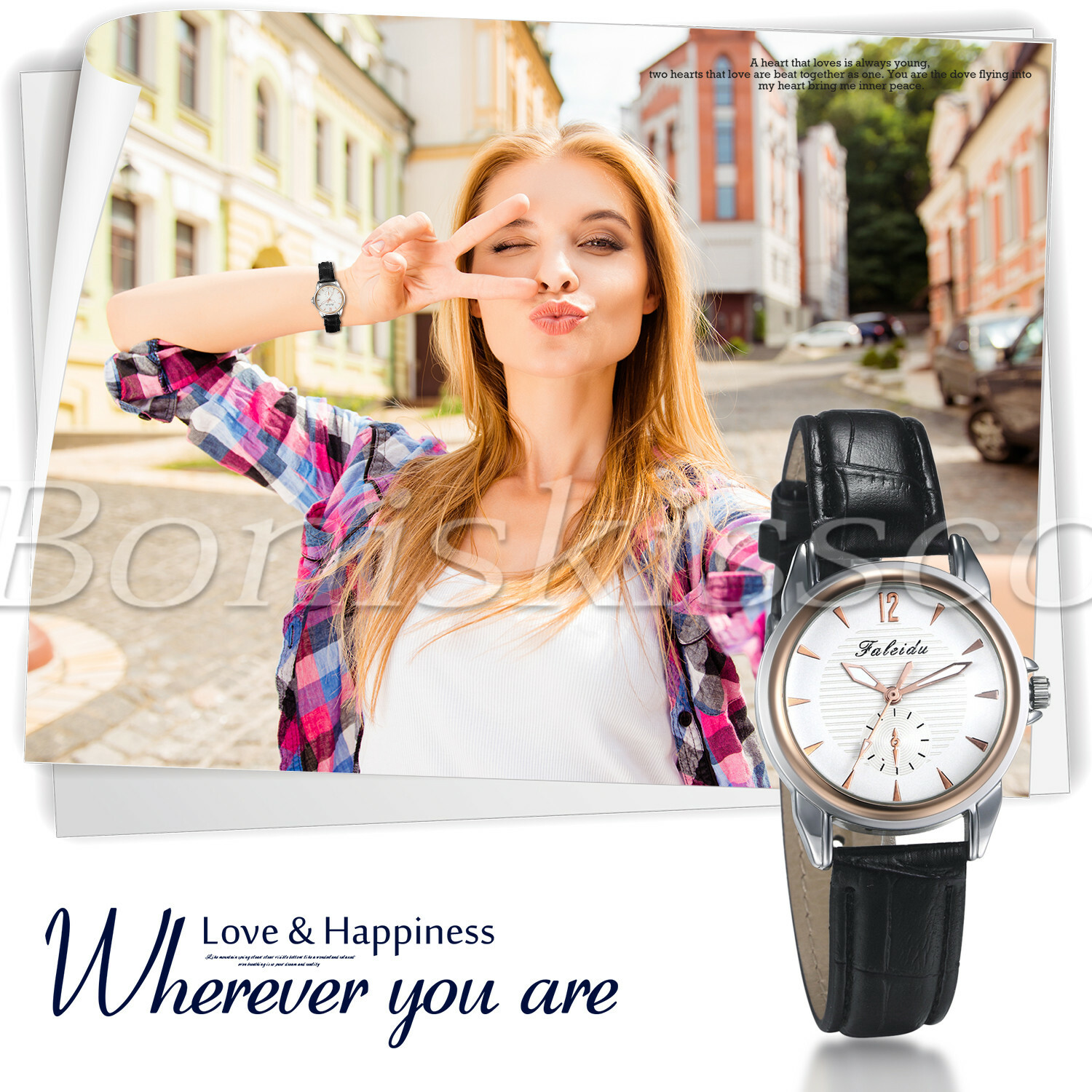Women’s Elegant Casual Business Leather Band Round Quartz Analog Wrist Watches