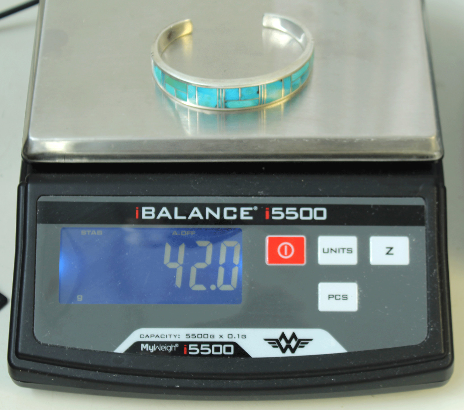 Sterling & Turquoise Native American Navajo Peterson Chee Cuff Bracelet 42.0Gr