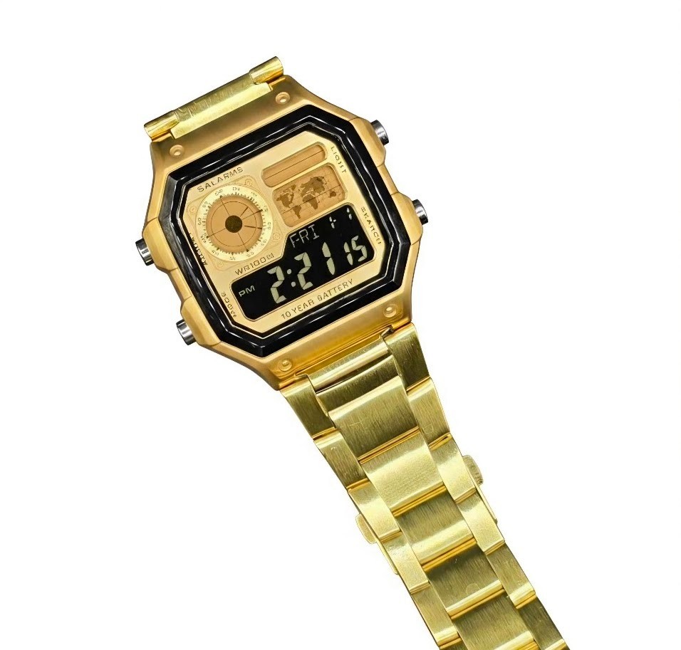 CASIO AE-1200WHD. Royale Watch Mod. All Stainless Steel Gold. Negative Display