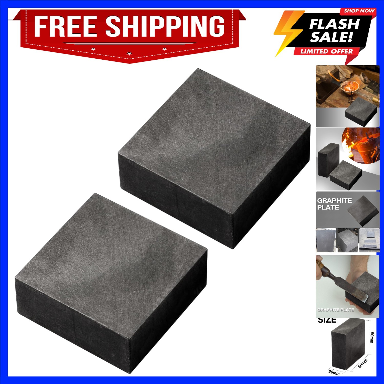 2 Packs Graphite Ingot Block 99.9% High Purity EDM Graphite Plate Blank Milli…