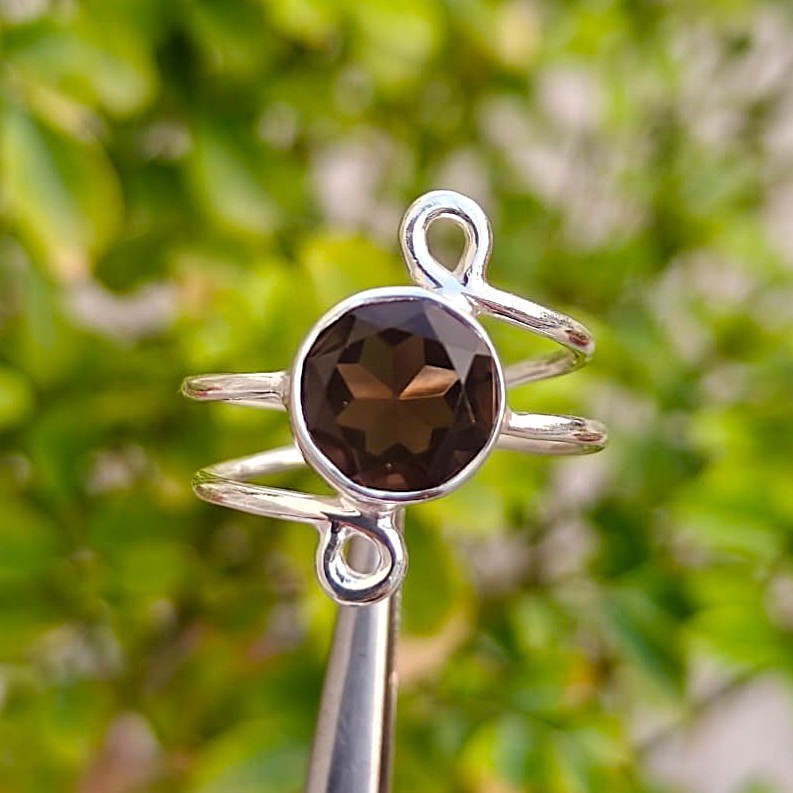 Natural Smoky Topaz Ring, Handmade Designer 925 Sterling Silver, Gift for All