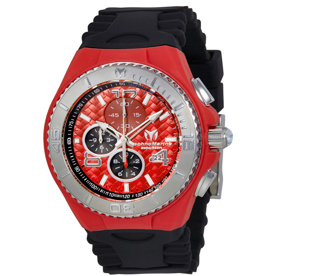 TechnoMarine Cruise JellyFish Men’s 46mm Red Weave Dial Chrono Watch TM-115113