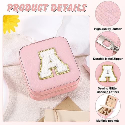 Travel Jewelry Case for Women Girls Daughter Birthday Gift from Mom Dad A Pink