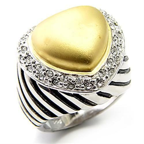 7X246 – Matte Gold & Rhodium 925 Sterling Silver Ring with AAA Grade CZ in