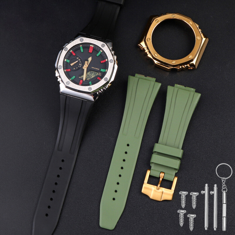 For CASIOAK GM2100 GA2100 GA2110 Watch Replacement Strap Rubber Band