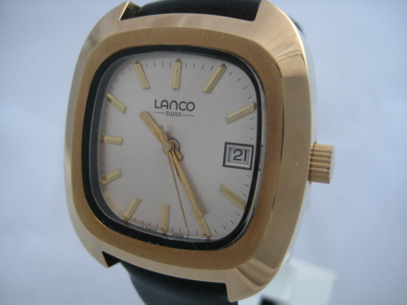 NOS NEW VINTAGE SWISS MECHANICAL HAND WINDING WATER RESIST BIG LANCO MEN’S WATCH