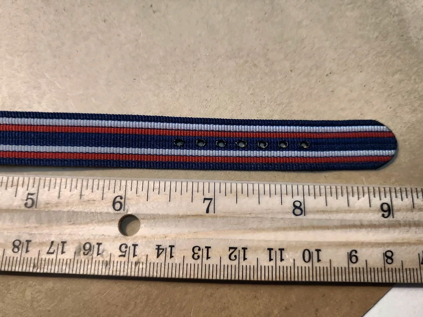 1960’s-1970’s NOS 16mm Red, Wh, Blue Nylon Thread Thru Military Style Watch Band