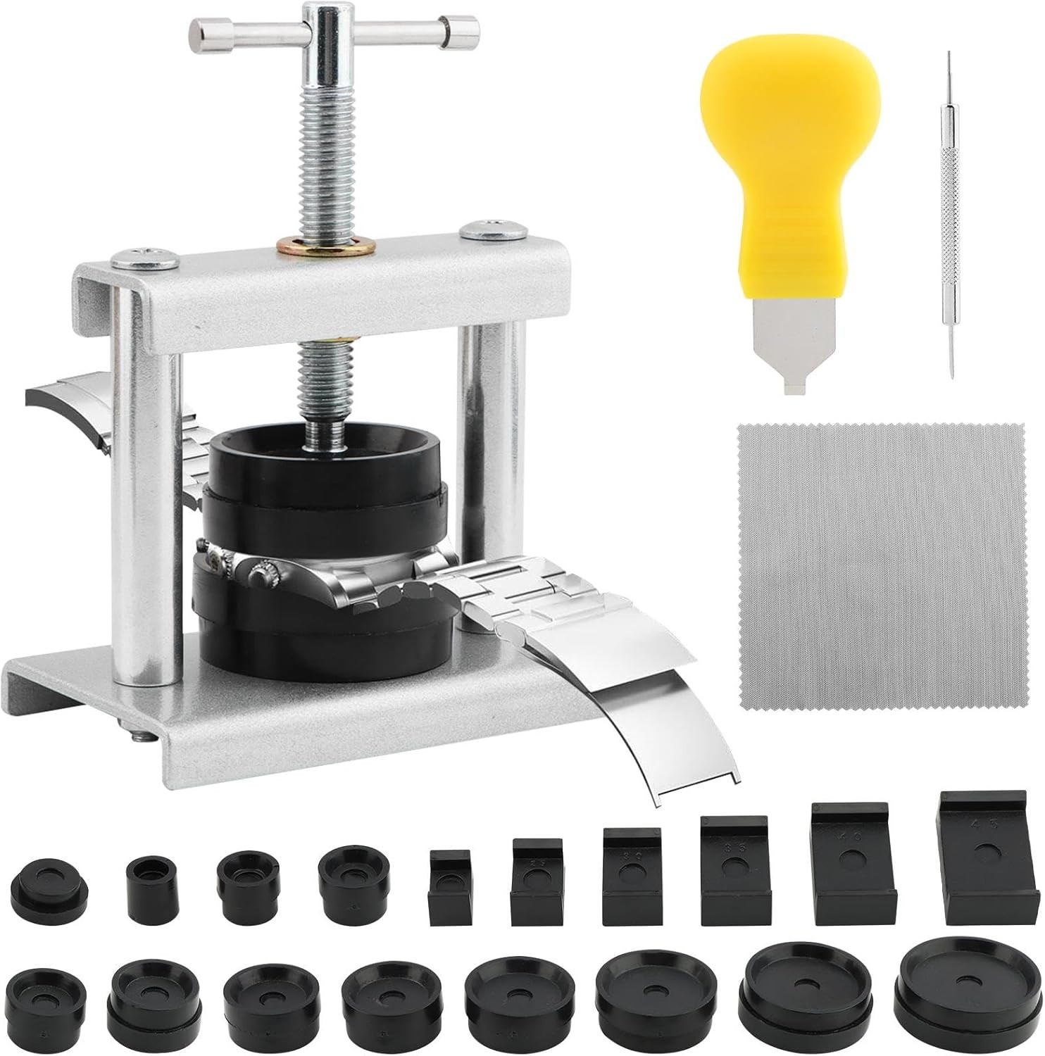 Watch Press Tool Set – Case Closer with 18 Molds, Crystal Press, Battery Replace