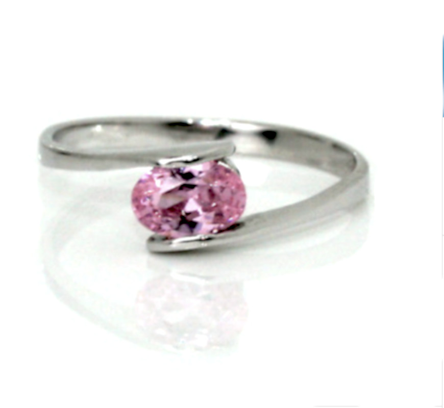 October Birthstone Ring Sterling Stackable Pink Zircon Gemstone Sz 5 6.5 8 8.5