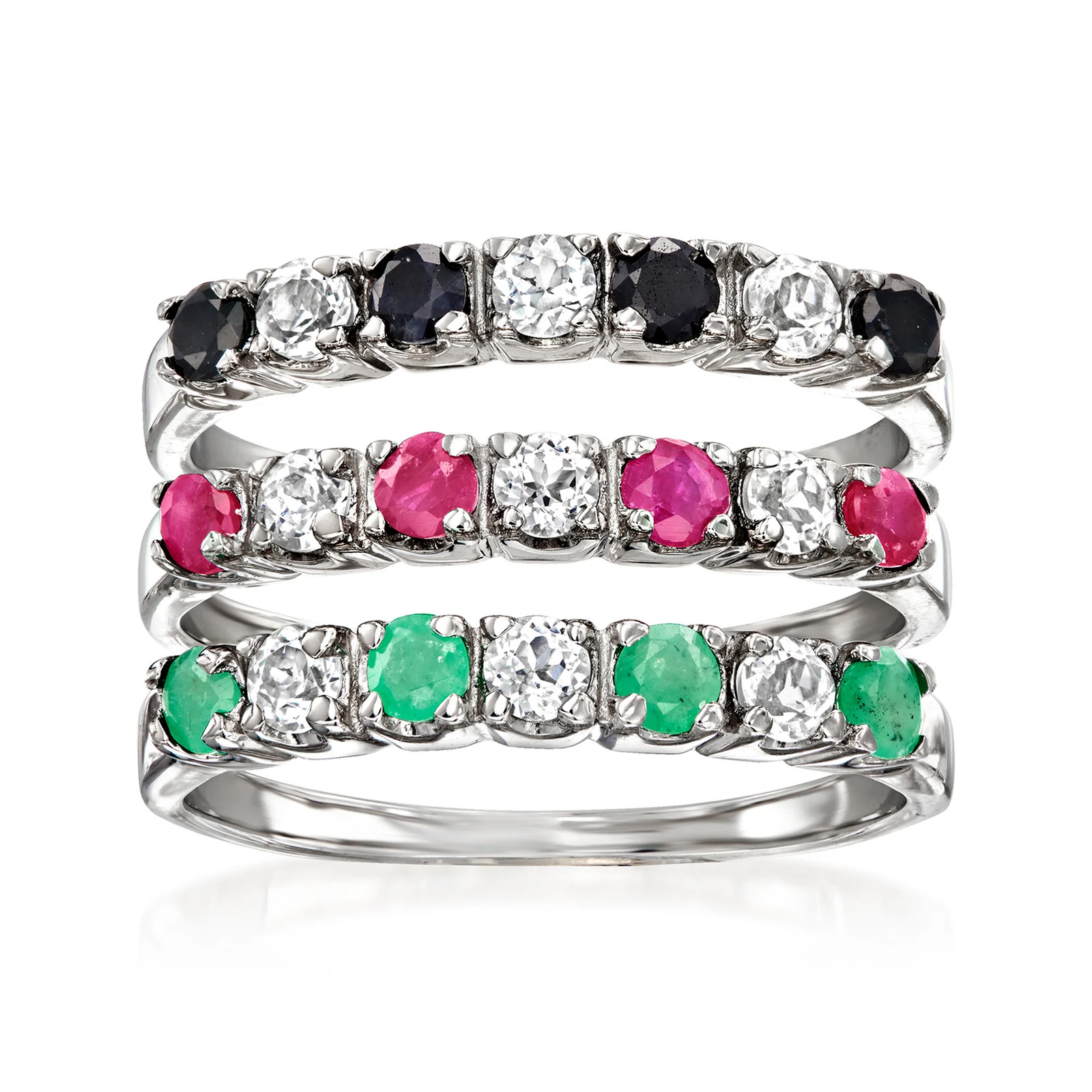 Ross-Simons 1.50 ct. t.w. Multi-Gemstone Jewelry Set: 3 Rings in Sterling Silver