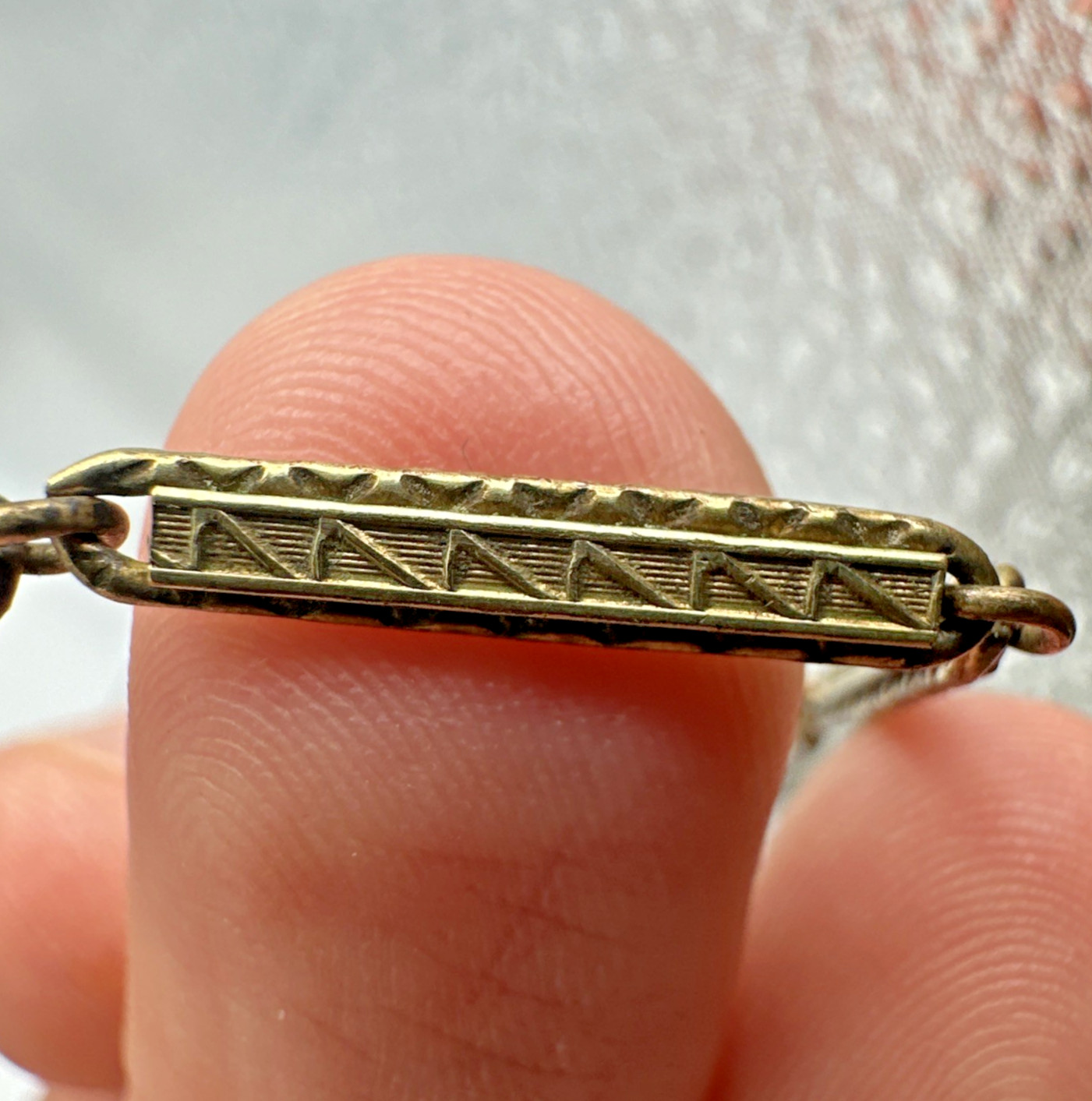 Vtg Henry F. Barrows Art Deco Gold Filled 11″ Bar Link Pocket Watch Chain 8.18g