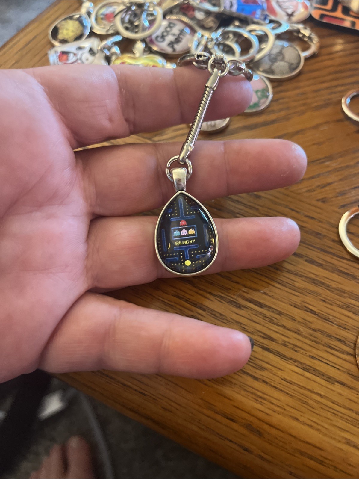 Brand-New 3D Tear Drop Shaped Vintage Pac-Man Keychain! Well Made!