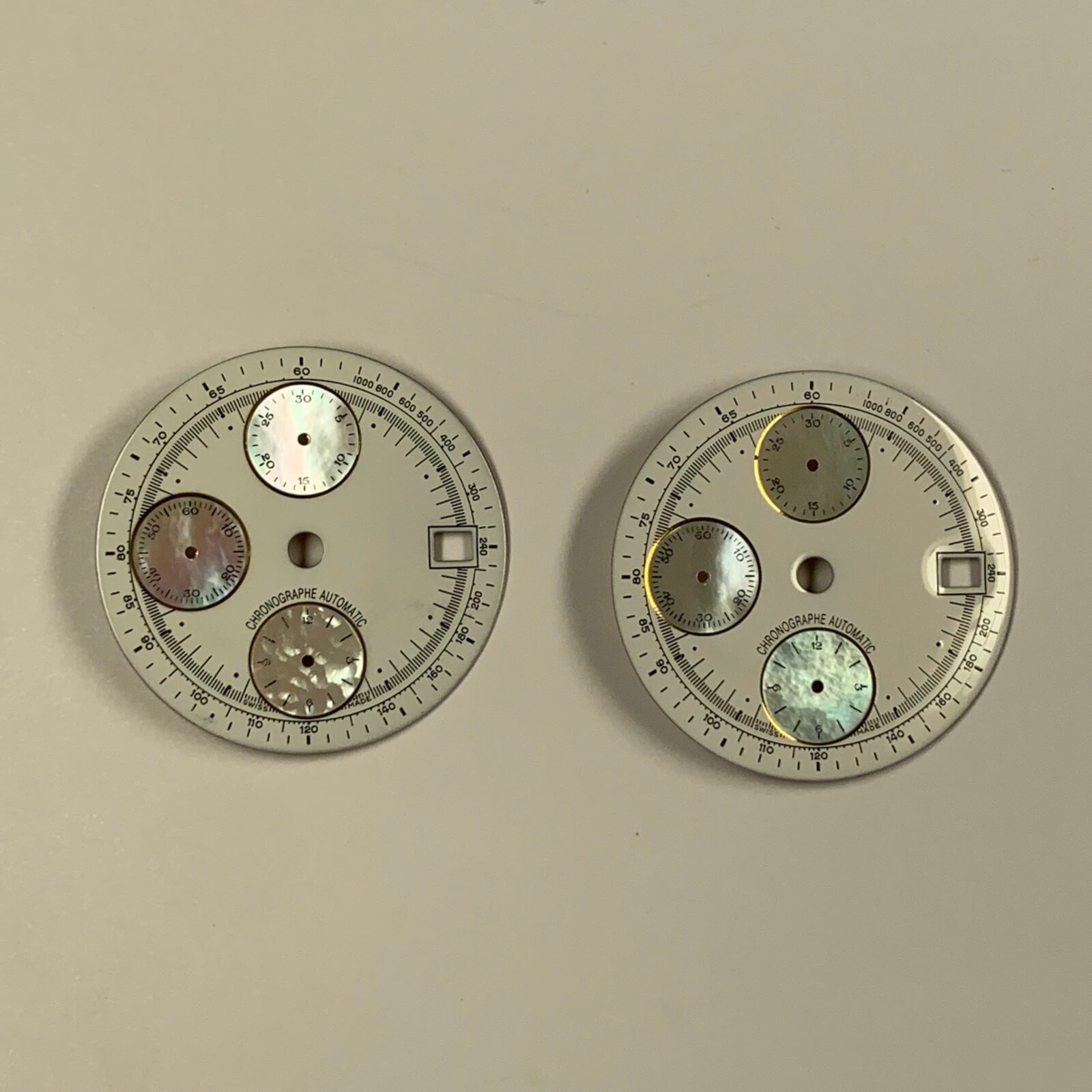 ETA 7750 VALJOUX 7750 DIAL set, DATE ONLY Ø 29.5 mm, 2x WHITE with MOP SUB-DIALS