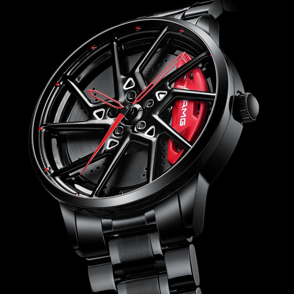 Watch Stainless Steel Men’s Wheel Watch Mercedes AMG Quartz Waterproof Classic