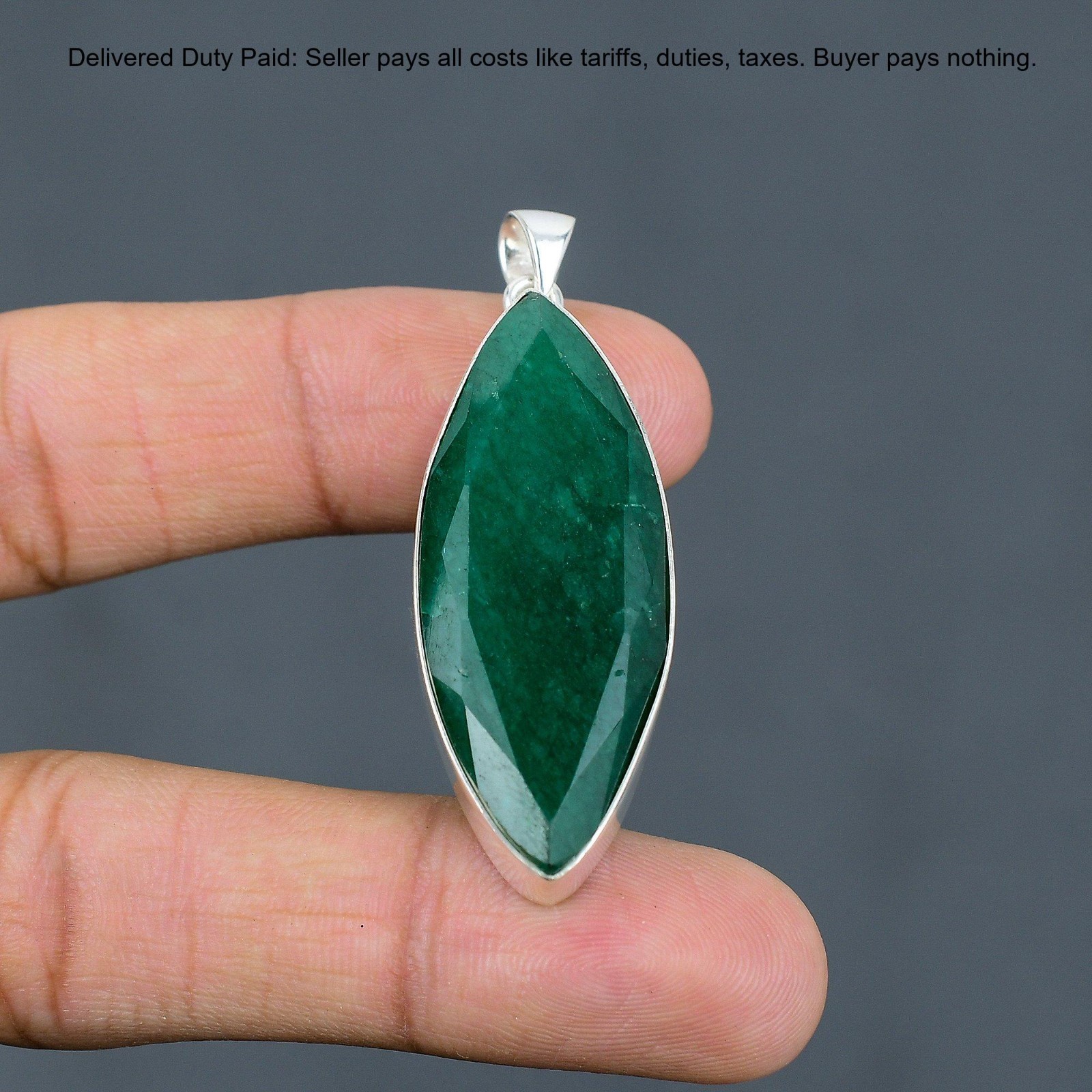 Christmas Sale 925 Sterling Silver Zambian Emrald Gemstone Wife Pendant Jewelry