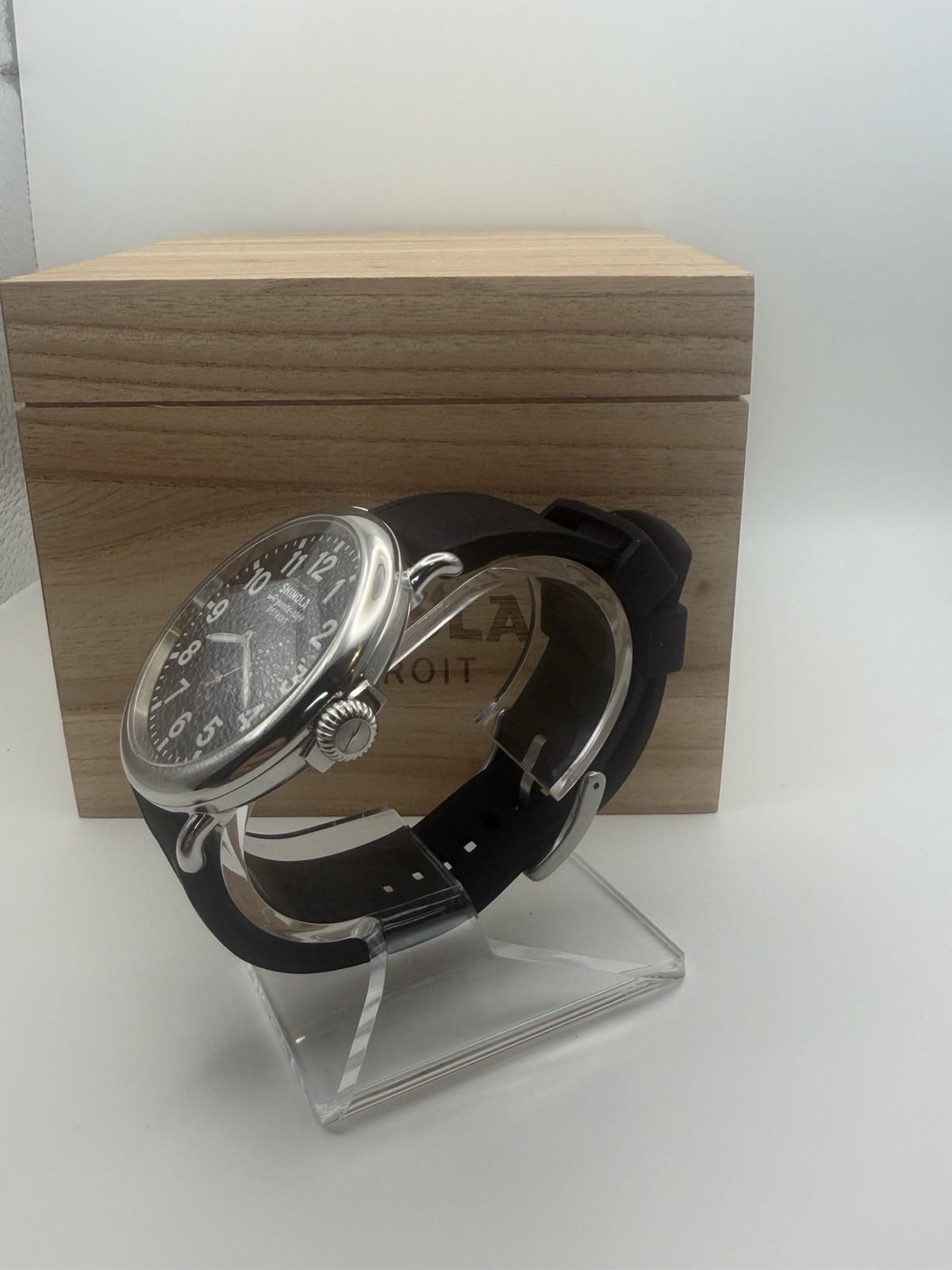 Shinola Argonite-1069 Detroit 47mm Black Dial Quartz Arabic Watch and Box
