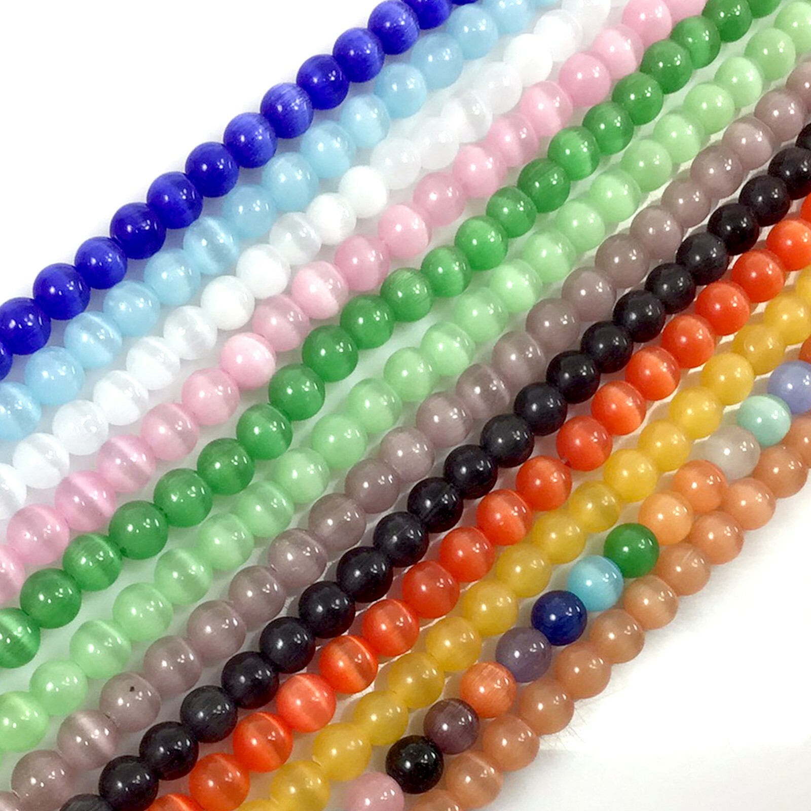 Cat Eye Round Beads 14″ Cat’s Eye Glass 4mm 6mm 8mm 10mm 12mm Loose Craft DIY