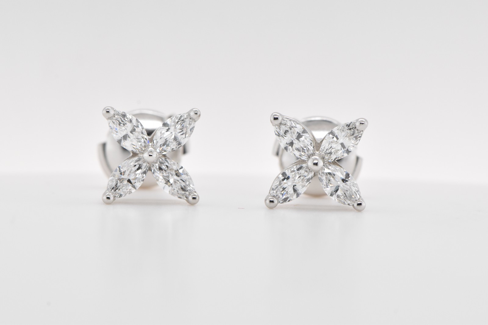 Tiffany & Co. Victoria Earrings Platinum with Marquise Diamonds .92 CTW Set