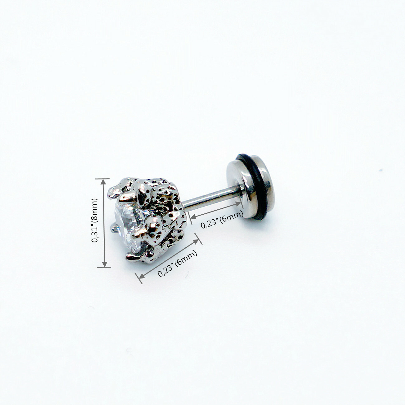 2pcs Stainless Steel Silver CZ Eagle Claw Men/Women Earrings Ear Screw Stud