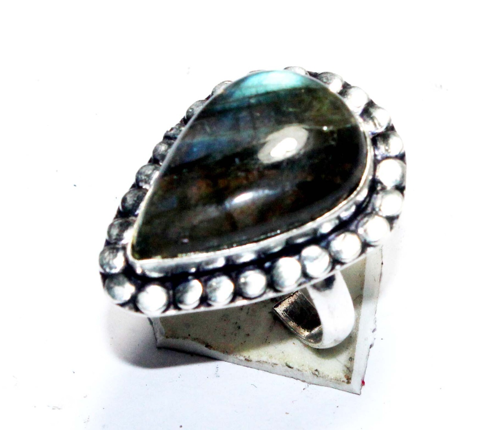 Top Labradorite Pear Shape Gemstone Handmade Ring Jewelry Free Size