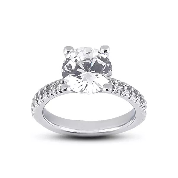 Platinum Engagement Ring Set Classic 3.75 Carat Round Lab-Grown Diamond G SI1