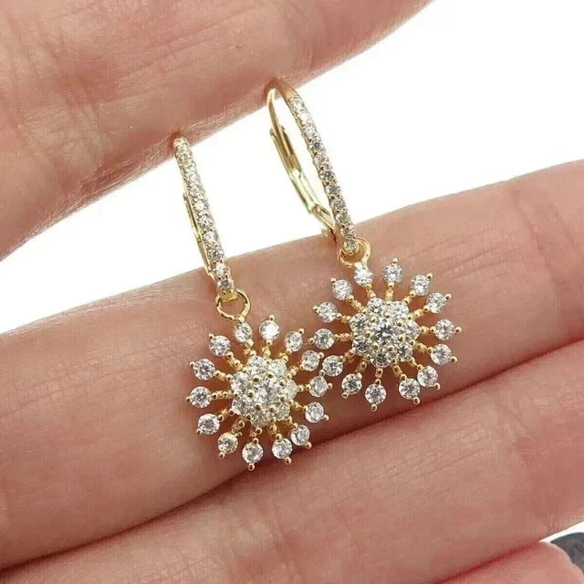 2Ct Round Lab Created Diamond Women’s Drop Dangle Earring 14k Yellow Gold Plated