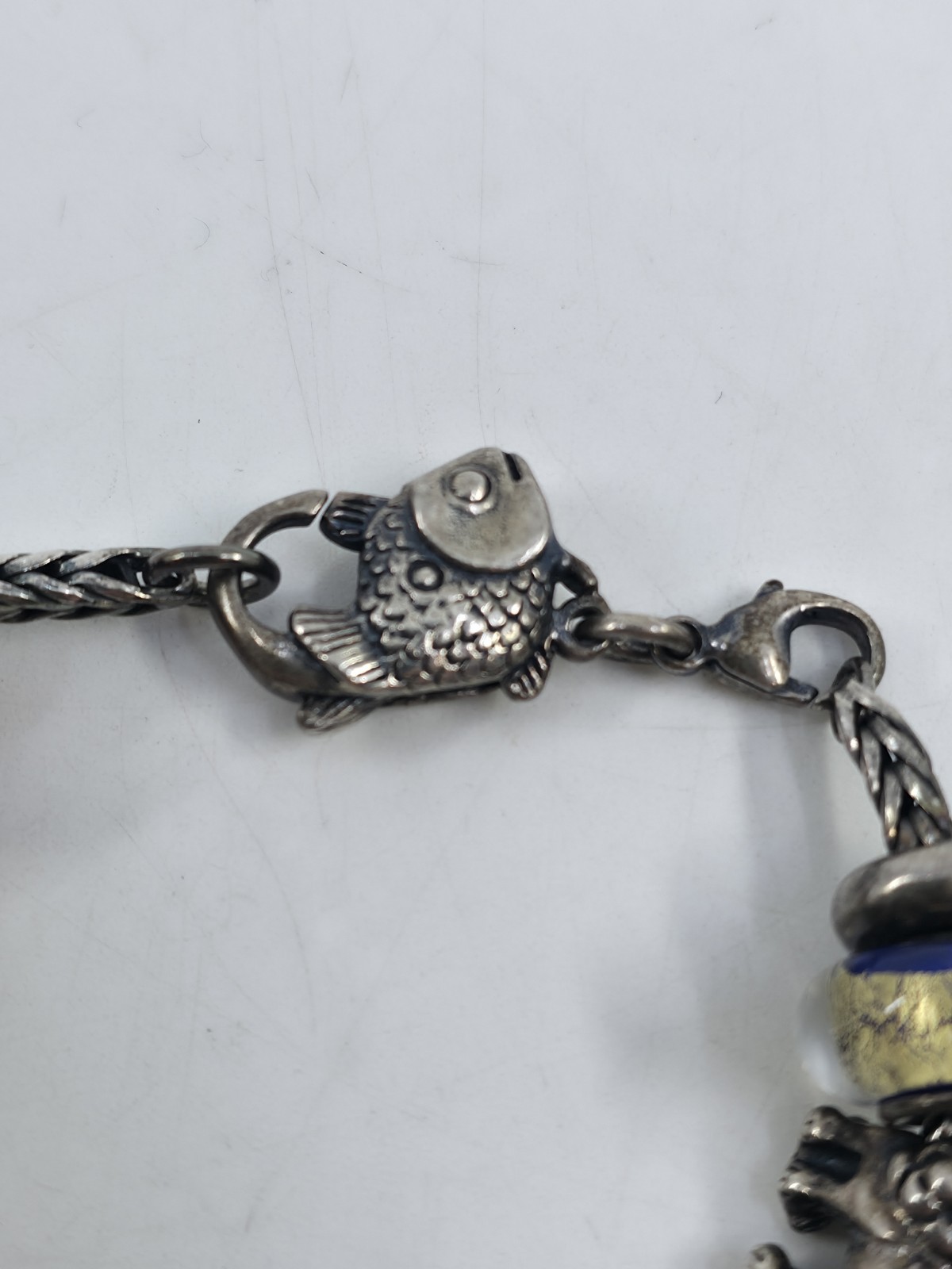 Trollbeads LAA 925S Silver Bracelet Big Fish Lock Yin Yang Blue Desert Beads
