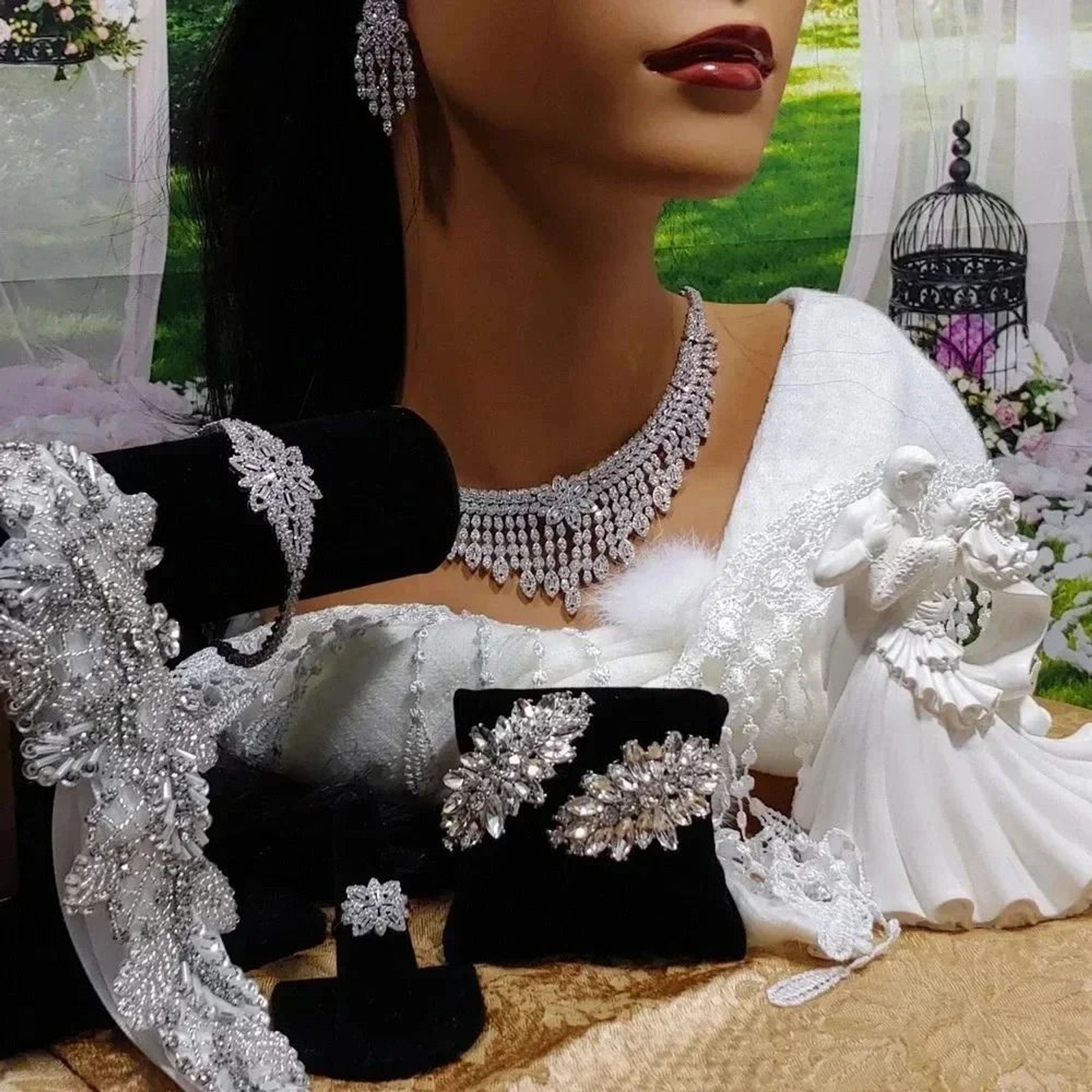 7pc Handmade Unique One-Of-A-Kind Bridal Tiara Package