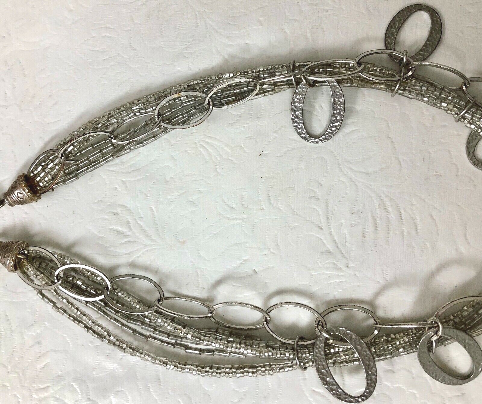 Beautiful Chico’s Silver Tone 9 Strands Necklace 16″ W/ 4 1/2″ Extension