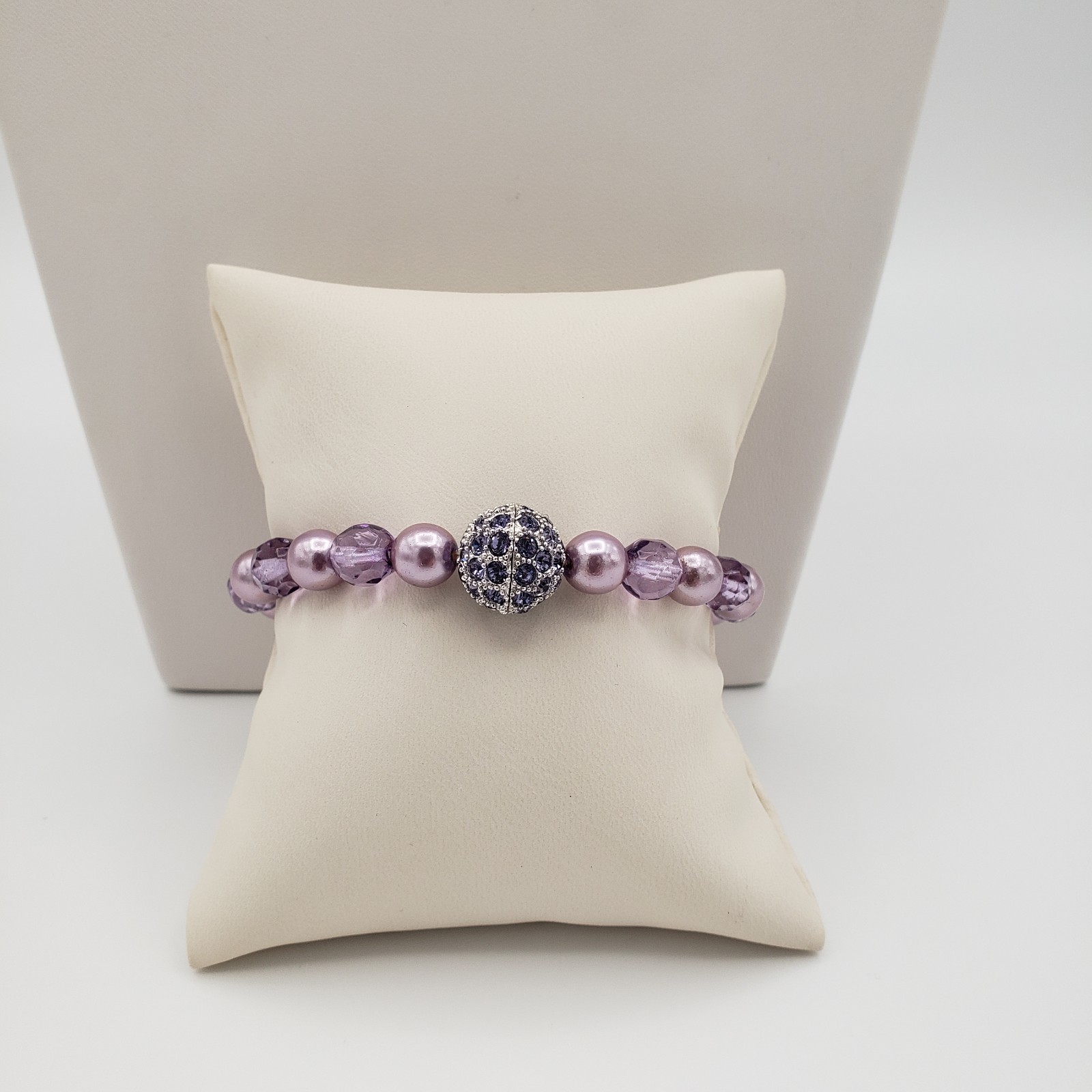 Joan Rivers Purple Faux Pearl Lavender Crystal Bead Necklace & Bracelet Set