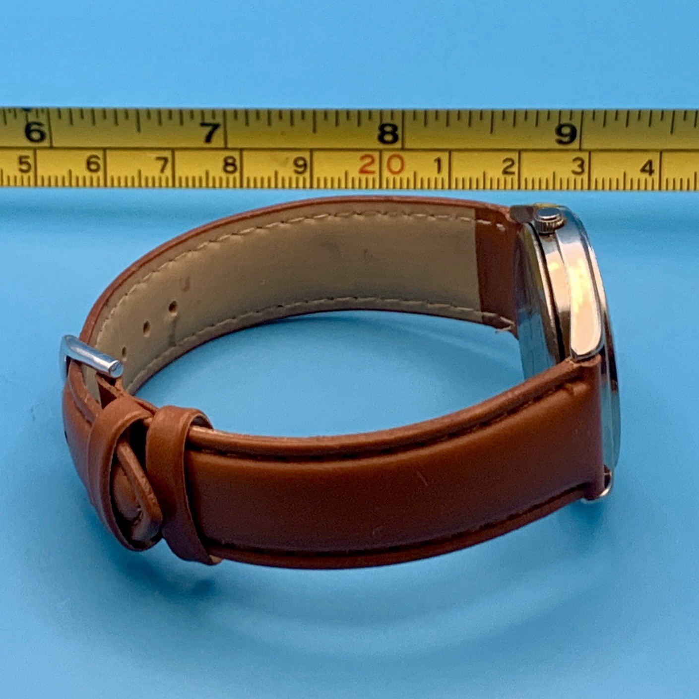 PCA Women’s Swiss Parts Quartz Wristwatch Faux Leather Strap Working New Battery