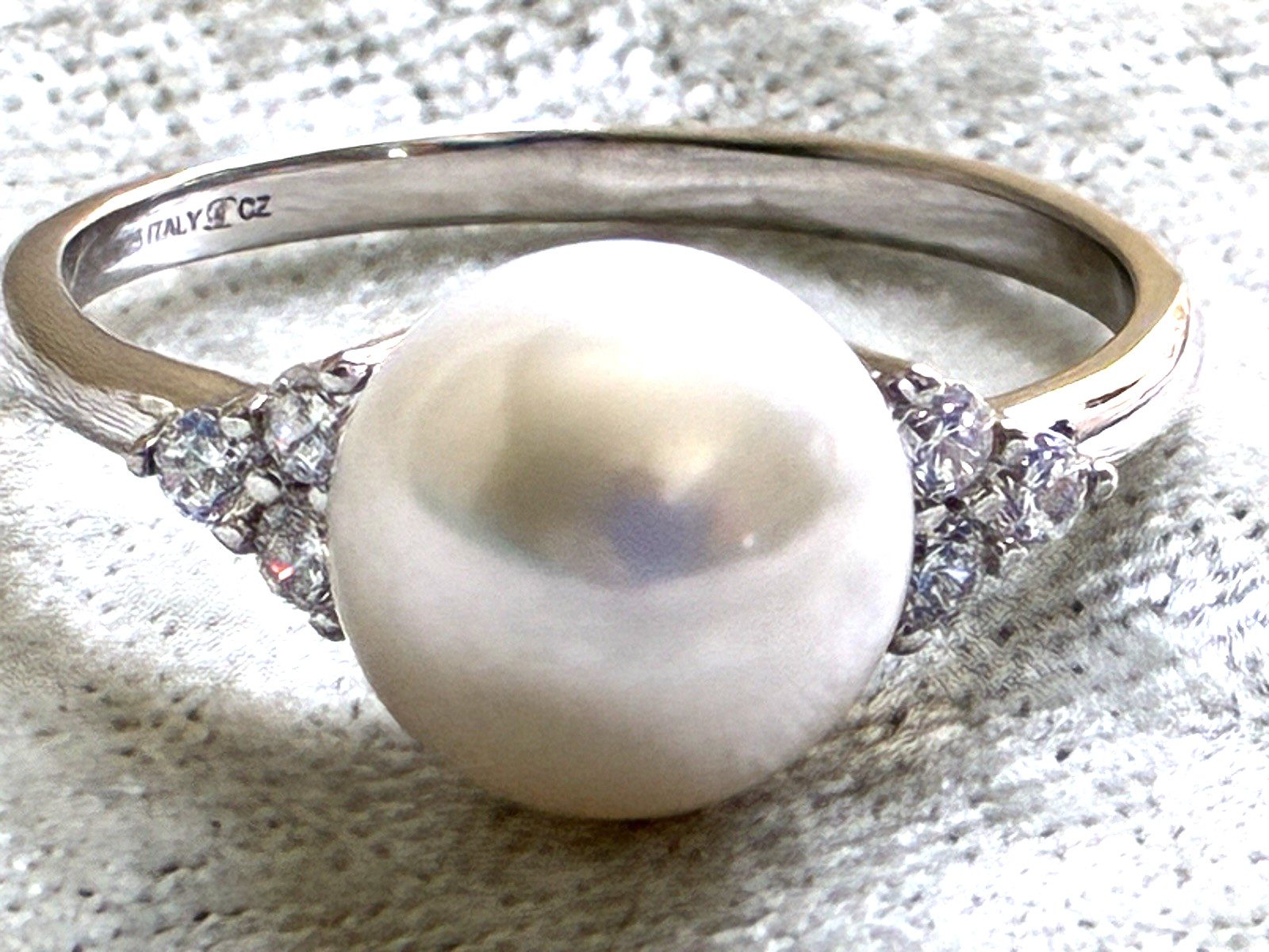 HONORA CULTURED PEARL WITH DIAMONIQUE CZ GEMSTONE RING, SIZE 11 (M5059-62)