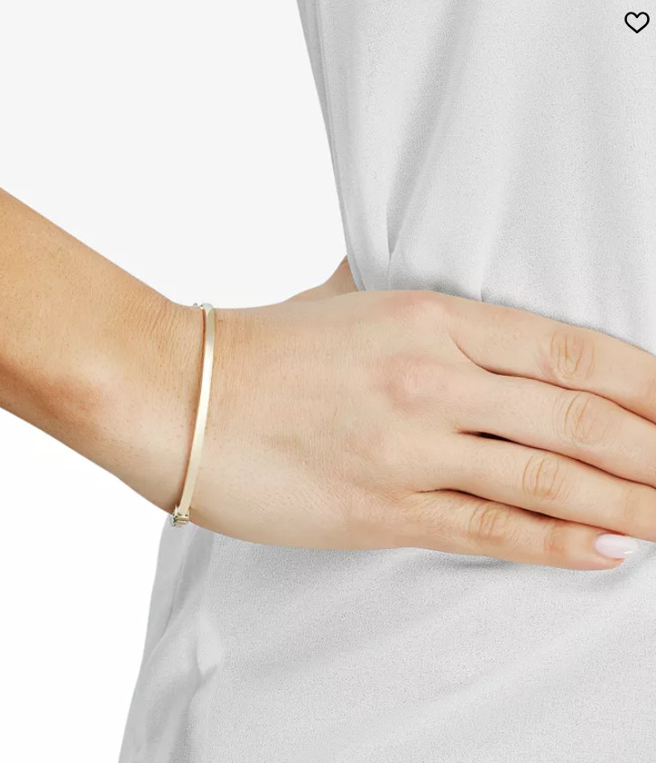 Italian 14k Yellow Gold Hollow Square Tube Bangle Bracelet 7″ 3mm 4.6 grams