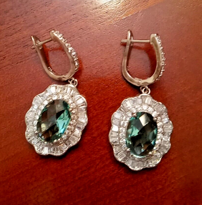 CZ Pave Set, Channel, and Prong Sterling Silver Earrings