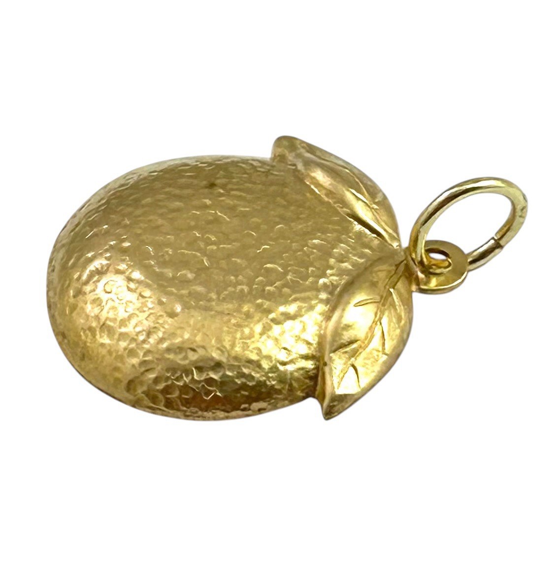 Brass Orange Fruit Charm Citrus Pendant Textured Food Garden Necklace
