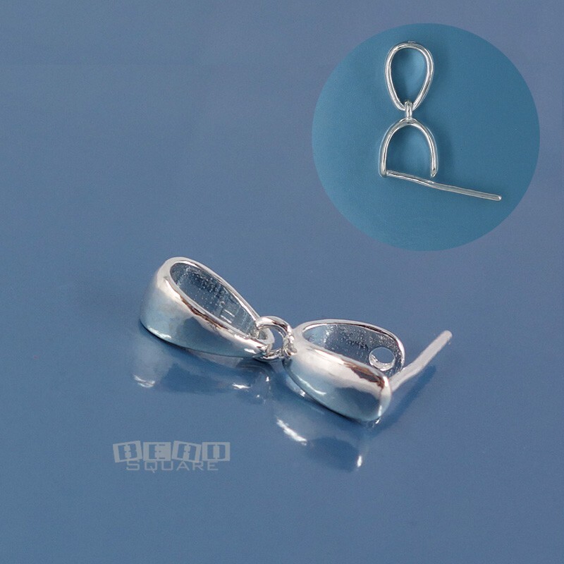 Solid Sterling Silver Smooth Simplicity Pendant Pinch Bail Connector 17mm #33402