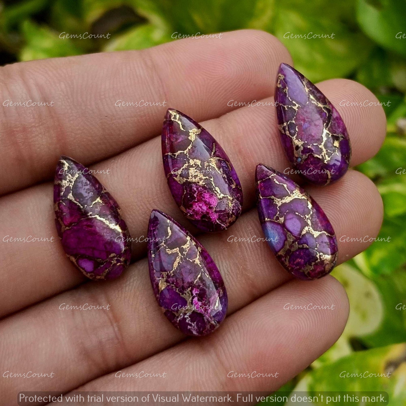 Natural Purple Copper Turquoise Long Pear Loose Cabochon Gemstone 5x10mm-15x30mm