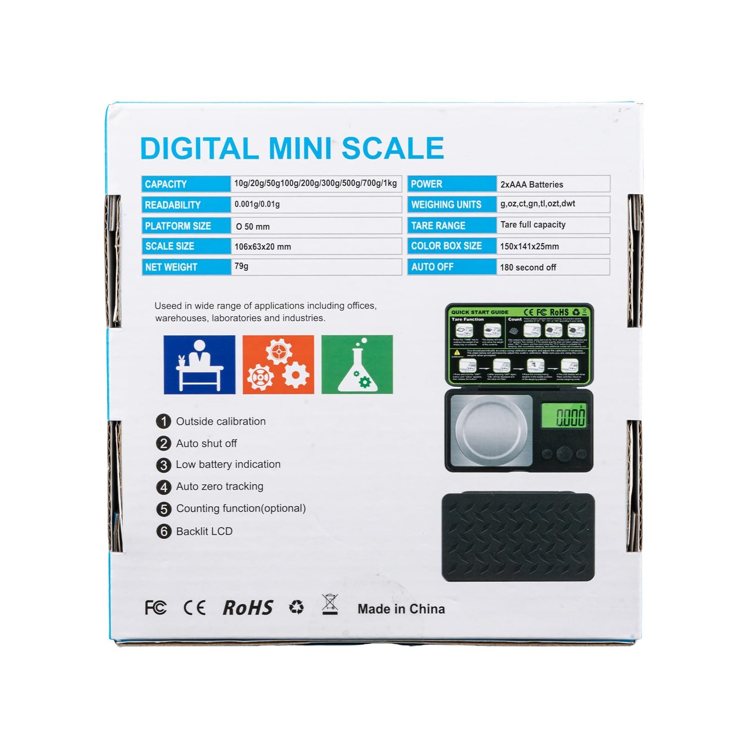Digital Milligram Scale 50g x 0.001g, Mini Precision Scale with Tare weight Func