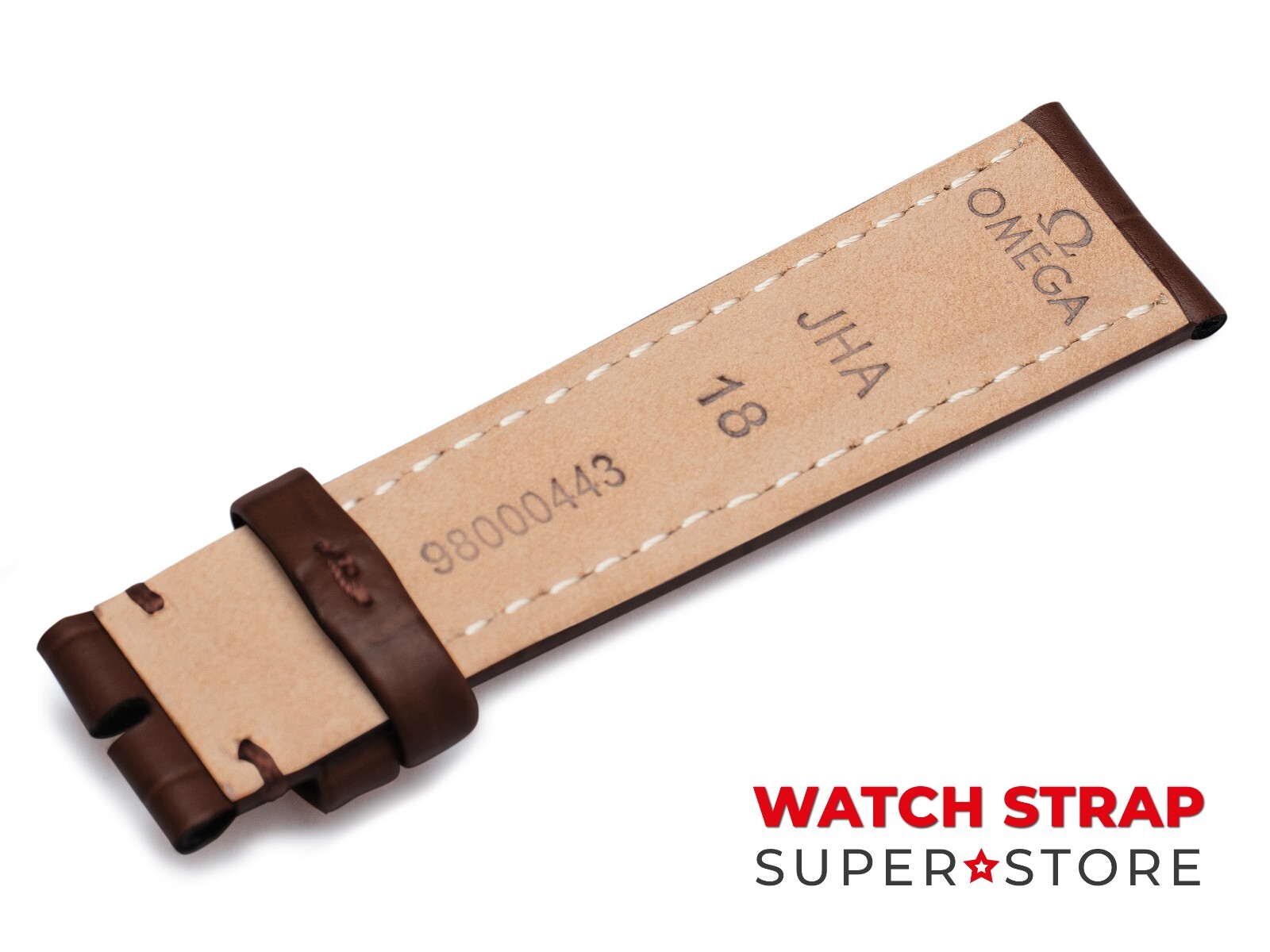 18mm OMEGA Watch Brown Genuine Leather Strap Band Buckle Clasp Silver DeVile
