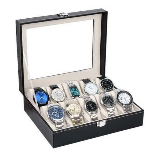 10 Compartments High-grade Leather Watch Collection Storage Box(US Sock)