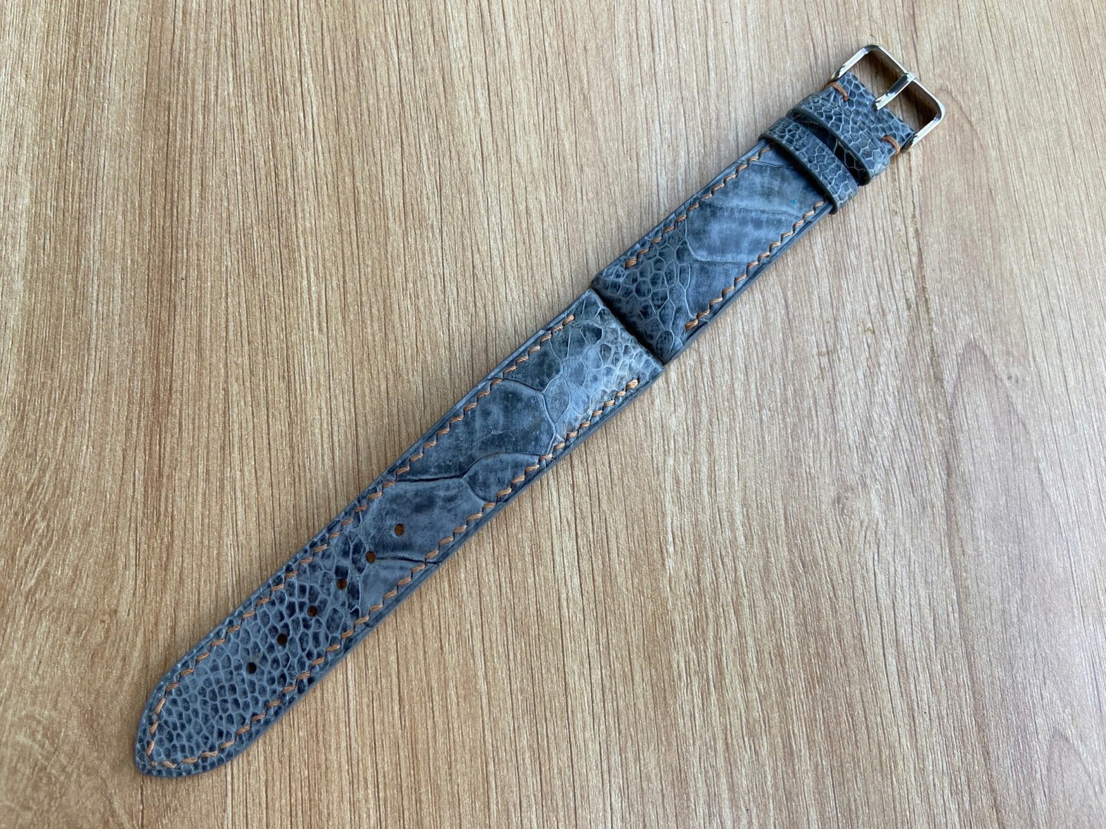 Gray Ostrich Leather Watch Strap Band, Size 18mm 19mm 20mm 21mm 22mm 24mm 26mm