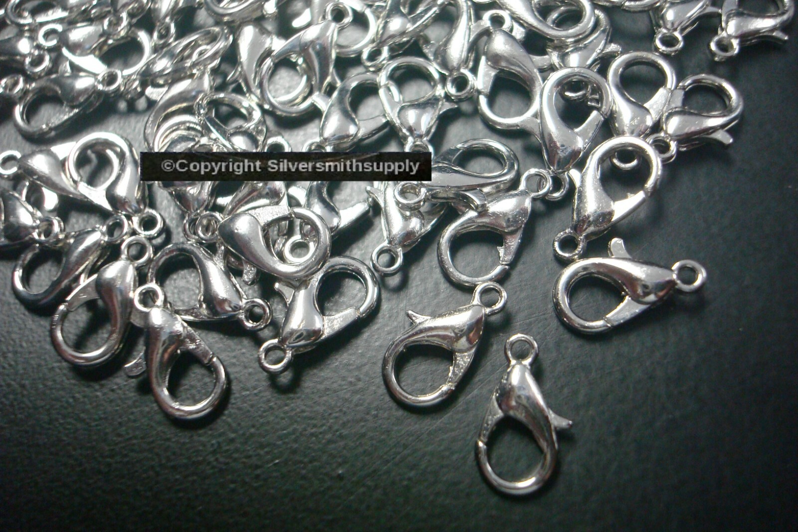 50 Silver plated steel necklace lobster claw jewelry clasps 12mm FPC190
