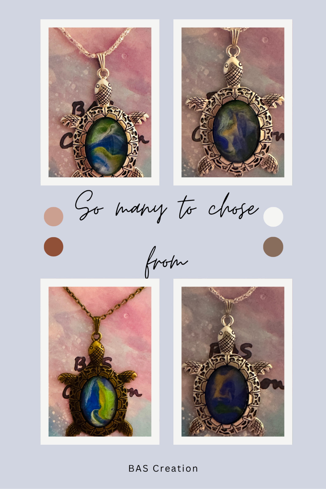 Turtle Cabochon Necklace One of a kind Hand-Painted by a local Ozark Artist-Me