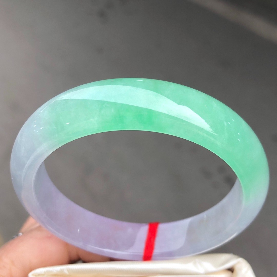 Natural ice Green &Purple Burmese Jade Jadeite bracelets bangle 57mm