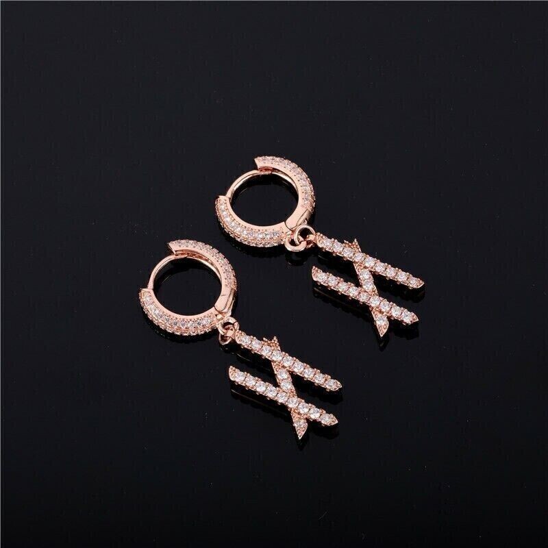 1.12Ct Round Lab Created Diamond Drop Dangle Earring 14K Rose Gold Plated Silver