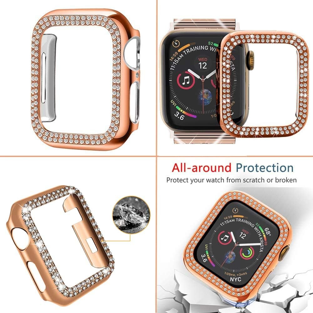 Compatible for Apple Watch Band with Bling Diamond Case 38Mm 40Mm 41Mm 42Mm 44Mm