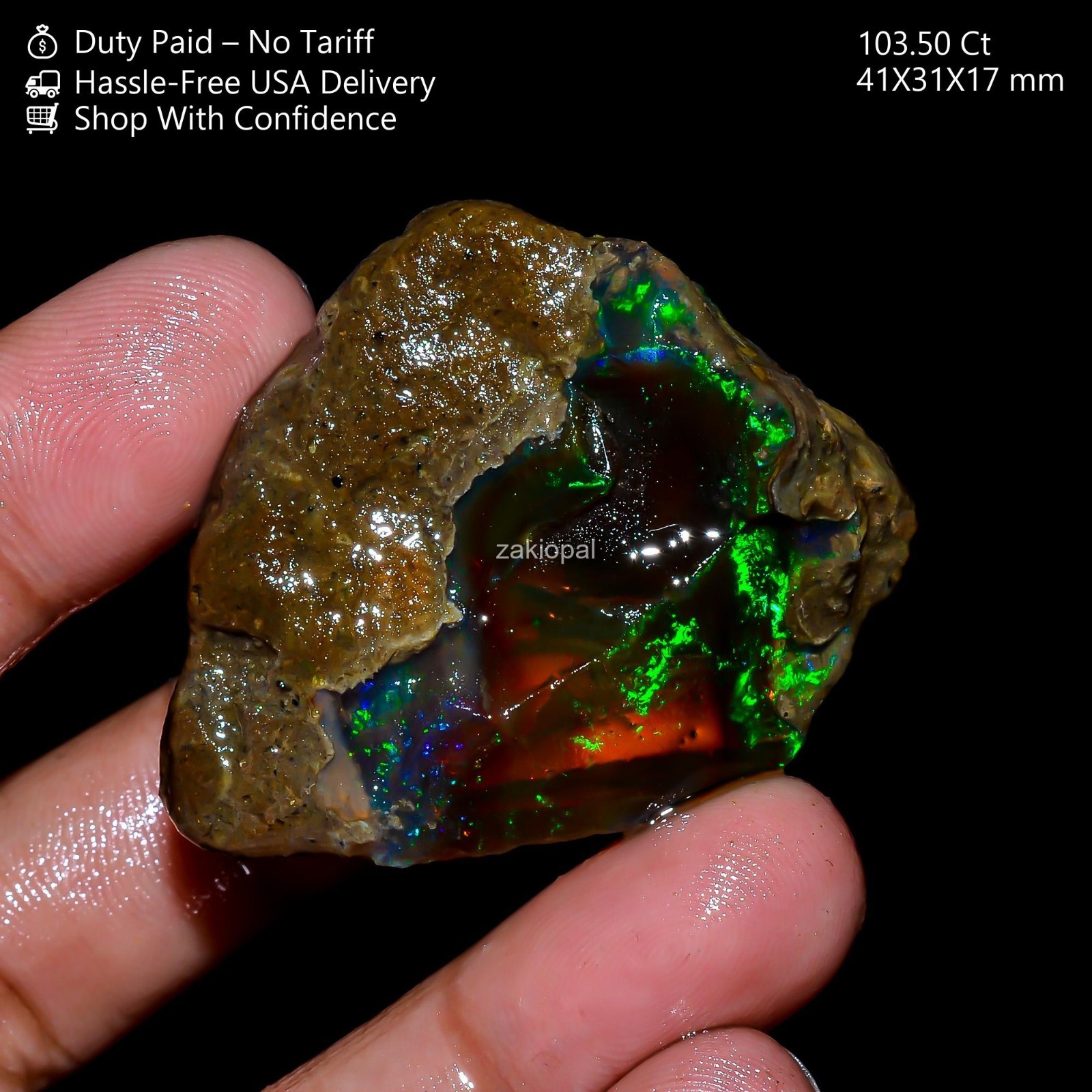 103.50 Cts Natural Ethiopian Multi Fire Oil Opal Rough Making 41X31X17 mm