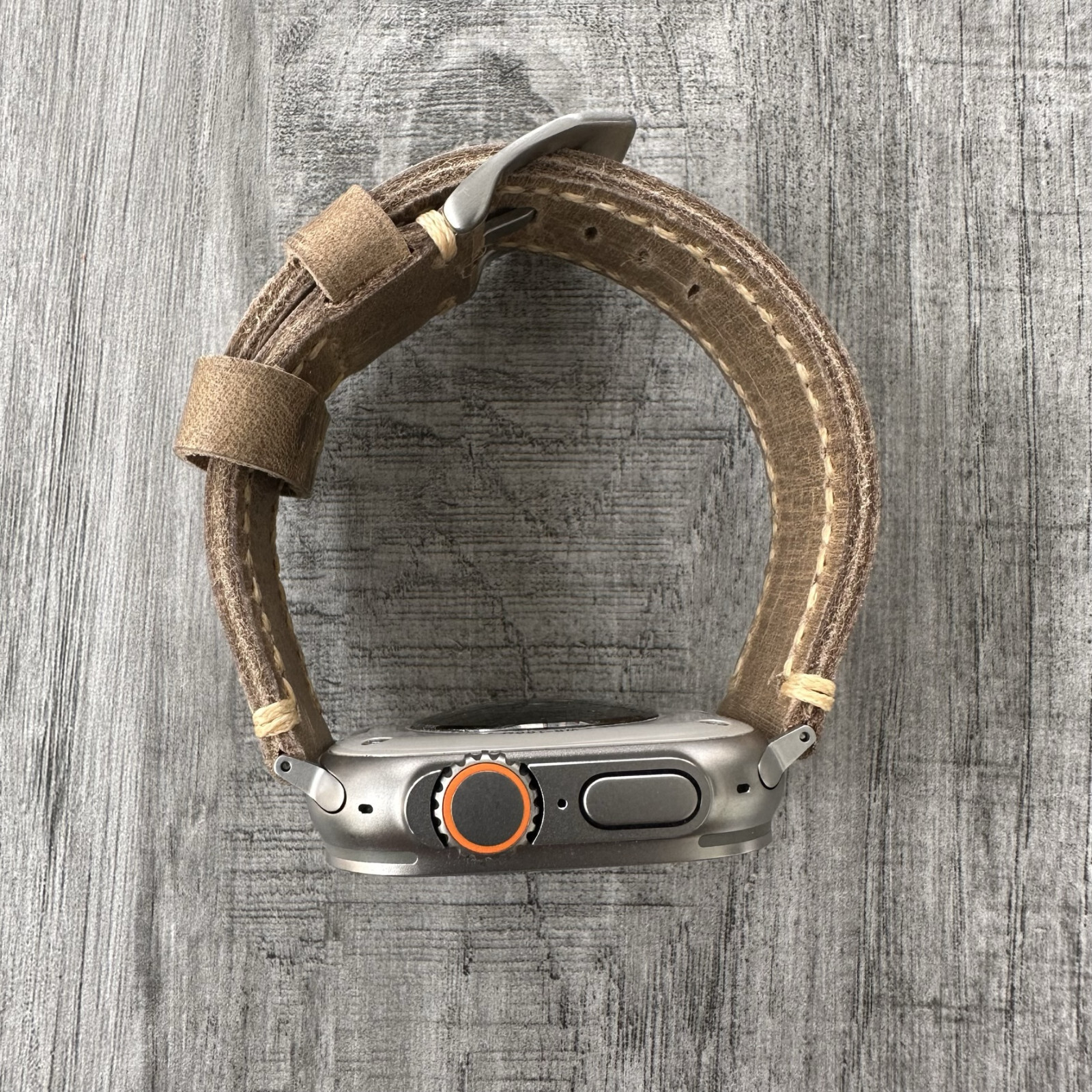 For Apple Watch Ultra 1 2 49mm 45/44mm Thick Distressed Brown Leather Watch Band