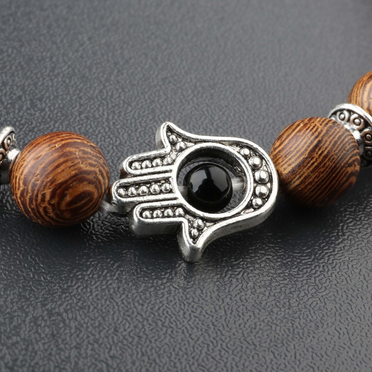 3 Pcs Men’s Woman 8MM Owl Buddha Wooden Beaded Bracelets Jewelry Stretch Bangle