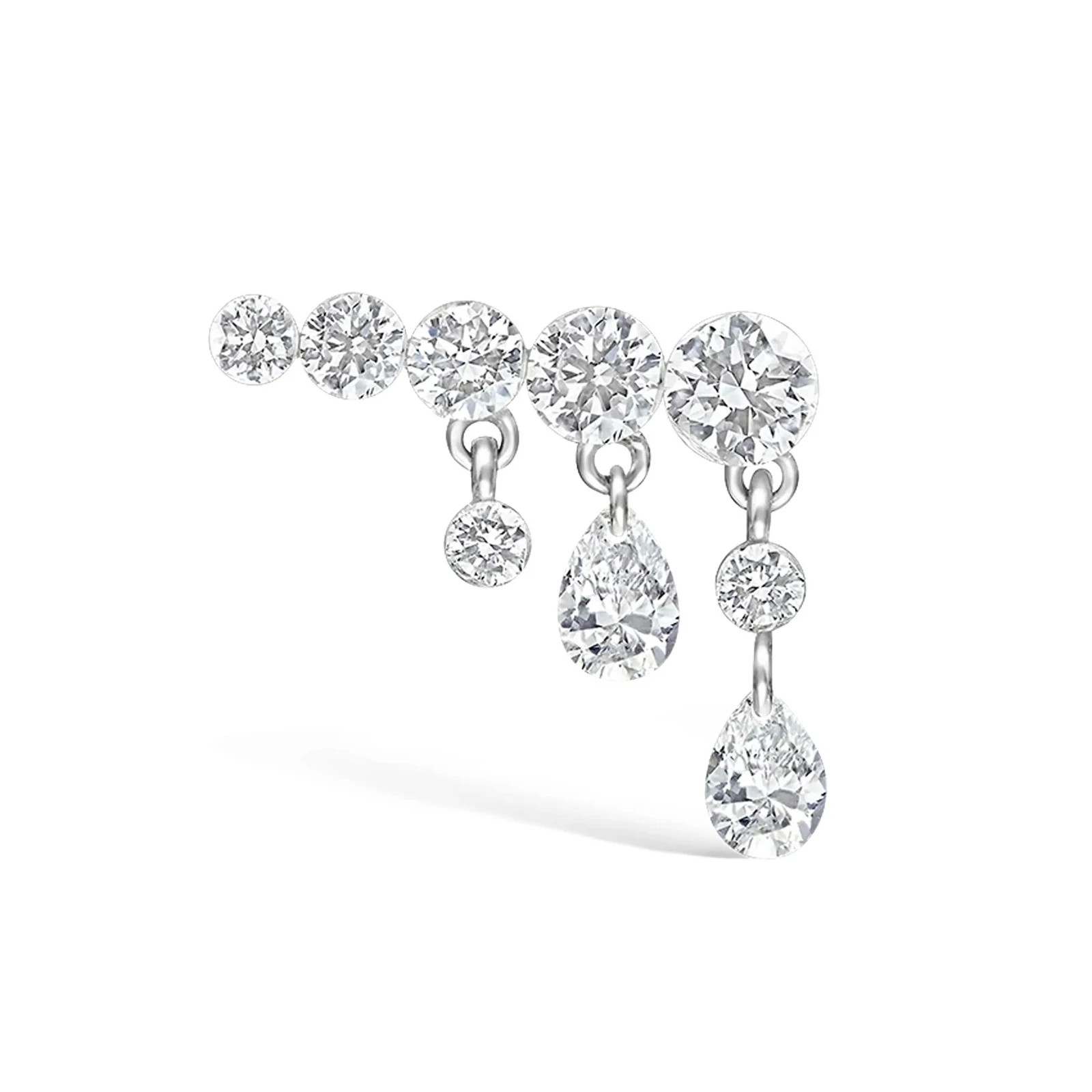 925 Sterling Silver Moissanite Pear Round Dangle Statement Earrings